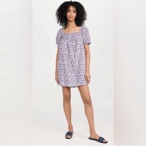 Mille Resort & Travel Jane Mini Dress Floral Square-Neck in Floral Bluebell